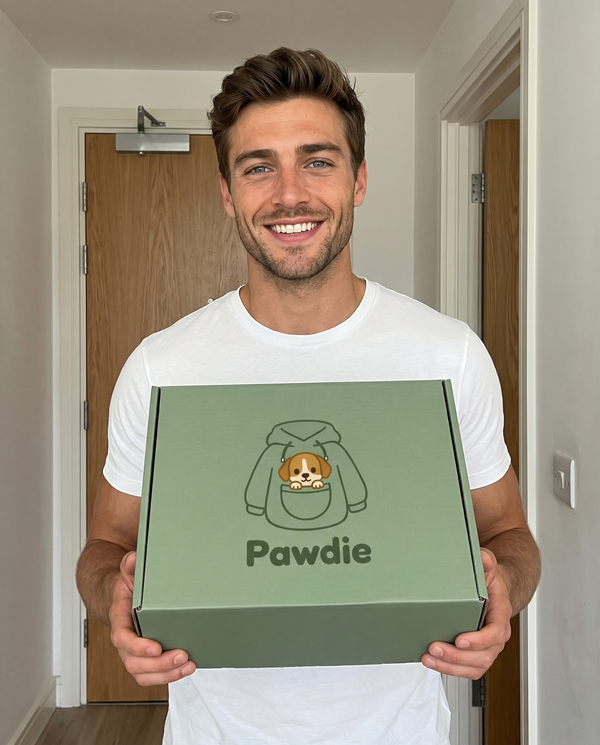 Holding the Pawdie gift box